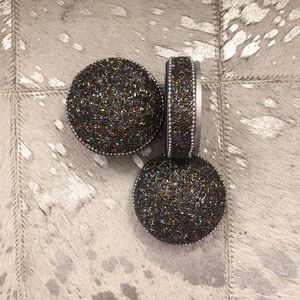NWT Black/Silver Beaded Trinket Box